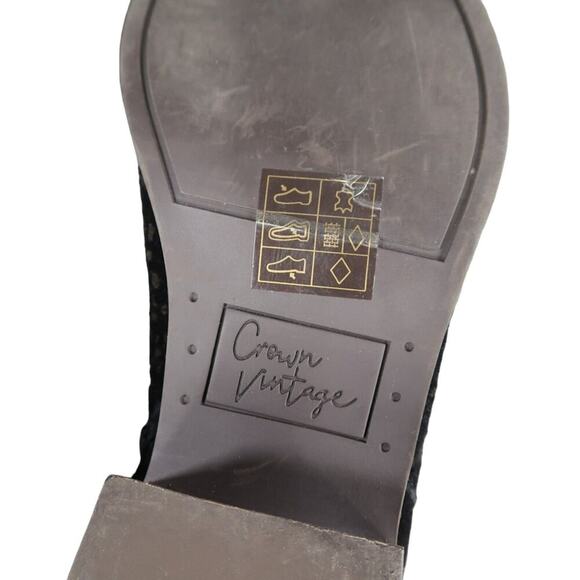 Crown Vintage Shoes Womens 7 Booties Fashion Perforated Leather Telsa Black Zip - Picture 12 of 12